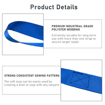 Wevdn 8 PCS Soft Loop Tie Down Straps, 1.1"x 18" Heavy Duty Tie Down Loops, 1500lb Load Capacity, 4500lb Breaking Strength for Securing Bikes, Motorcycles, Scooters, Lawn Equipment (Blue) - color: Blue, 8 PCS