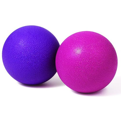 2-Pack Firm Lacrosse Massage Balls- for Deep Tissue, Trigger Point & Myofascial Release Therapy, Relieve Muscle Knots (Rose red&Purple) - color: Rose Red&purple