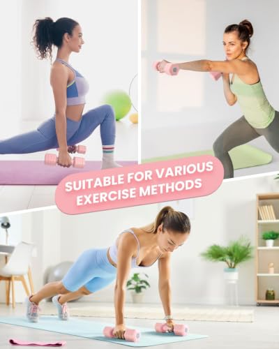 Adjustable Dumbbell Set, 4-in-1 Hand Weights, 5/6 LB Pair for Women Men - color: Pink, style: 10 lbs Pair [5 lbs Each]