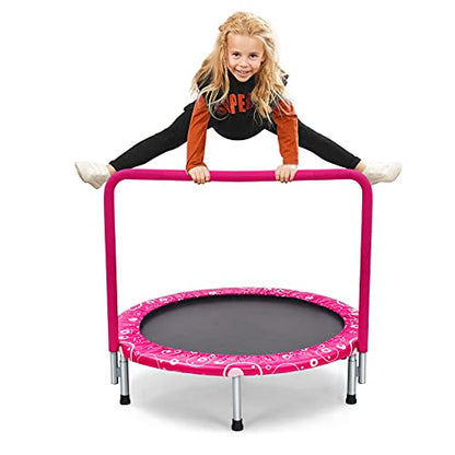Giantex 36-Inch Mini Trampoline for Kids, ASTM Approved Foldable Rebounder Trampoline with Foamed Handle, Max Loaded 330 lbs, Indoor Safety Padded Fitness Trampoline