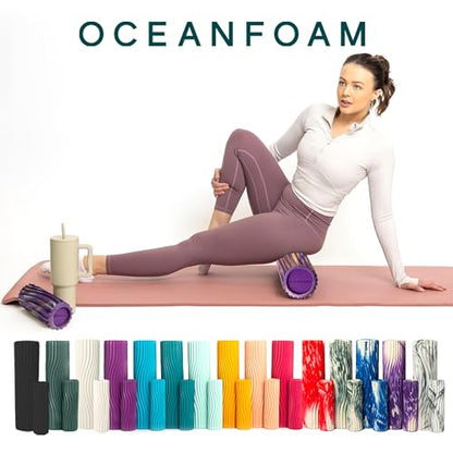 Tidal Roller - Purple, Gold & Natural Marbled - Muscle Massage Foam Roller for Back Pain & Stretching - Firm & Ergonomic Wide Wave Textured - Yoga, Athletics, Wellness - Full Size, 20" x 5" - color: Purple, Gold & Natural Marbled