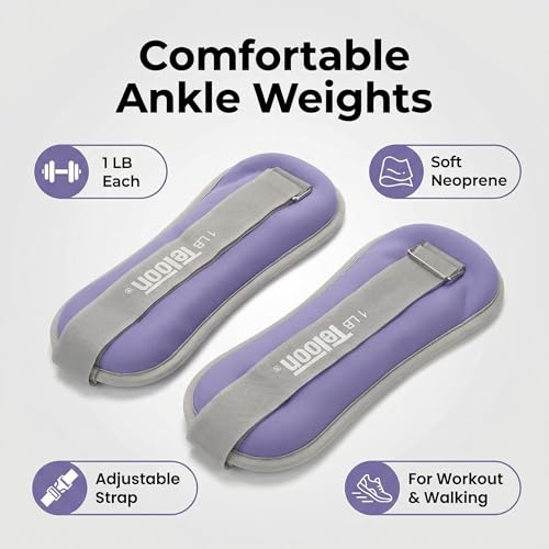 Ankle Weights Wrist Leg Arm Weights for Women Men with Adjustable Straps - color: Light Purple, size: 1LB x 2 （2LB Pair）