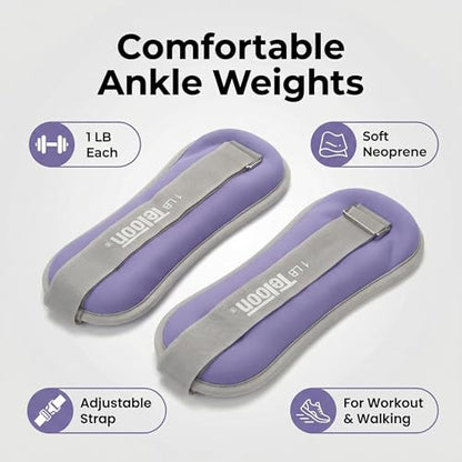 Ankle Weights Wrist Leg Arm Weights for Women Men with Adjustable Straps - color: Light Purple, size: 1LB x 2 （2LB Pair）