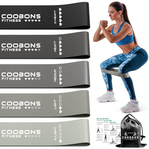 Resistance Bands for Working Out, Exercise Bands Resistance Bands Set with 5 Resistance Levels, Latex Loop Bands for Women Men, Workout Bands for Legs, Glutes, Strength Training, Yoga, Home Gym - color: 10-40LB Black