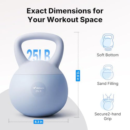 MERACH Soft Kettlebells, Strength Training Kettlebell with Wide Non-Slip Handle, Sea and Iron Sand Filled Kettle Bell with Soft-Sided Cushioned Base for Home Workouts, Ideal for Men, Women(15lb Pink/25lb Blue) - color: Baby blue 25 lbs