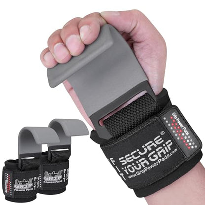 Weight Lifting Rod Hooks Heavy Duty Wrist Wraps Power Weight Lifting Training Gym Grips Straps Set of 2 - color: Gray, size: WOMEN-Wrist Size Small/Medium