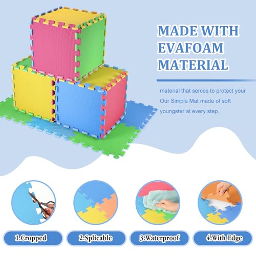 Nuanchu 60 PCS Kids Foam Puzzle Mat,Green, Blue, Yellow, Red - color: Green, Blue, Yellow, Red