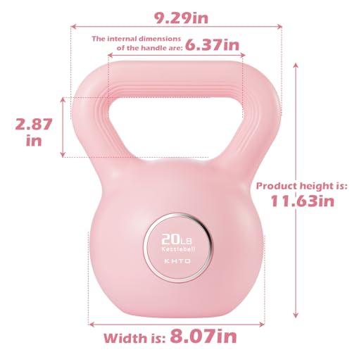 KHTO Kettlebells Fitness Exercise-Pink Strength Training Kettlebell Sets,Dumbbell Weights for Home Gym Equipment - style: 20LB