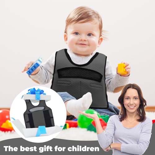 Weighted Vest for Kids Including 6 Removable Weights, (Large, Ages 10+) - color: Black, size: Large