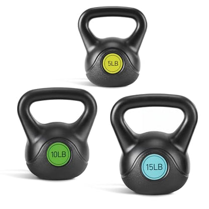 OLIXIS Hard Kettlebell Sets Strength Training KettleBells Weight Set | Coated Concrete Kettlebells, Wide Handle & Bottom, Weight Workout Exercise Equipment for Home Gym Outdoor