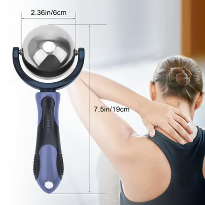 Cold Massage Roller Ball, Cold Therapy Relief, Portable Fitness Ice Roller Ball with Handle, Great Tool for Back/Neck Pain (Blue) - color: Blue
