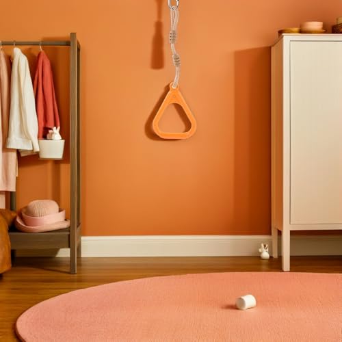 ’s Outdoor Gymnastics Rings with Adjustable Straps for Pull-up and Climbing, Sturdy Fitness Rings for ’ Playground and Home Exercise