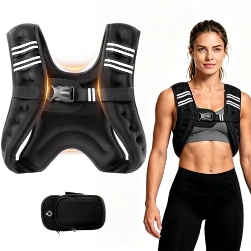 Weighted Vest, Adjustable Body Weight Vest with Reflective Stripe, 8/12/16/20lb for Men Women, Running Vest Woman for Strength Training, Workout, Jogging, Walking, Fitness Equipment, Gym, Muscle Building, Weight Loss, Weightlifting - size: 8LB