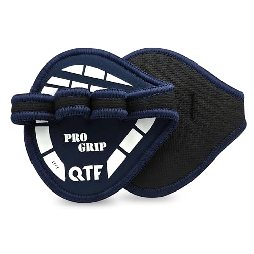 QTF Gym Grips Pads - Neoprene Gloves Gym Palm Protector Weight Lifting Grips Replacement of Workout Gloves Men and Women - Lifting Grip Pads for Weightlifting, Calisthenics. - color: Blue Navy