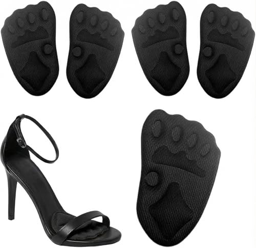 Metatarsal Pads for Women, 4D Massage Forefoot Cushion Inserts, Soft Ball of Foot Cushions for High Heels, Pain Relief Shoe Insoles for Foot Pain, Blisters, Slipping - color: Black