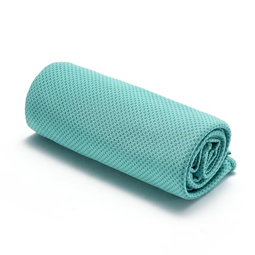 Amazon Basics Cooling Towels for Neck and Face, Sports, Workout Recovery, 40" x 12", Black/Gray/Aqua/Navy, 4-Pack