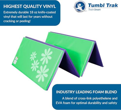 Tumbl Trak Gymnastics Folding Tumbling Panel Mat - color: Flower, size: 5'x10'x1.38"