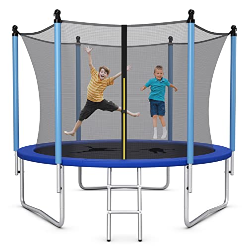 Giantex Trampoline for Kids Adults, ASTM Approved 8 10 12 14 15 16Ft Big Trampoline with Ladder, Thickness Steel Pipes Wear-Resistant All Weather Outdoor Large Recreational Trampoline with Net