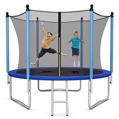 Giantex Trampoline for Kids Adults, ASTM Approved 8 10 12 14 15 16Ft Big Trampoline with Ladder, Thickness Steel Pipes Wear-Resistant All Weather Outdoor Large Recreational Trampoline with Net