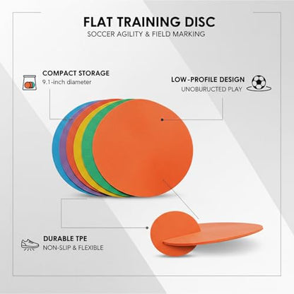 Flat Training Disc, Low-Profile TPE Marker for Soccer Agility Drills and Field Marking, 9.1 x 9.1 Inches (1 PC)