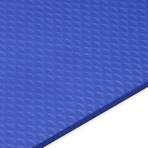 Champion 10mm Exercise Mat, Cushioned Non-Slip Workout Mat with Textured Base for Yoga, Pilates, Stretching & Floor-Based Training, Lightweight NBR Material, Includes Carry-On Strap - color: Blue