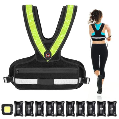 Weighted Vest for Women Men, Sport Running Weighted Vest with Reflective Strips and LED Flashing Sash, 10lbs/20lbs Weight Vest for Strength Training and Workout - size: 10LBS