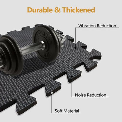 Home Workout 12 "× 12" Interlocking Gym Foam Tiles, 20 Tiles Non-Slip & Noise Reduction Home Gym Flooring Mats, Foam Tiles for Floor, Indoor Fitness Strength Training, Yoga, Easy to Store
