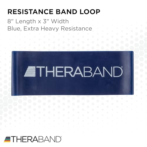 THERABAND Resistance Band Loop, Professional Latex Mini Band for Lower Pilates, Crossfit, Yoga, Stretching, Physical Therapy, Strength Training no Weights, 8 Inch, Blue, Extra Heavy, Advanced Level 1 - color: Blue - Extra Heavy, size: 8 Inch