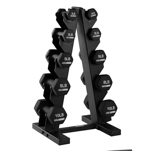 Neoprene Dumbbell Weights Set w/Rack, Home Gym Equipment - Portable Weighted Exercise Dumbbells for Fitness, Training, and Lifting Workouts - color: Black, size: 56 LB