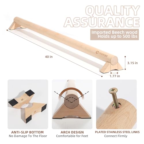 Versatile 40 Inch Beech Wood Balance Beam for Home Use - Enhance Balance, Ankle Strengthener Foot Exerciser for Sprained, Physical Therapy Purposes for Plantar Fasciitis Relief