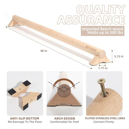 Versatile 40 Inch Beech Wood Balance Beam for Home Use - Enhance Balance, Ankle Strengthener Foot Exerciser for Sprained, Physical Therapy Purposes for Plantar Fasciitis Relief