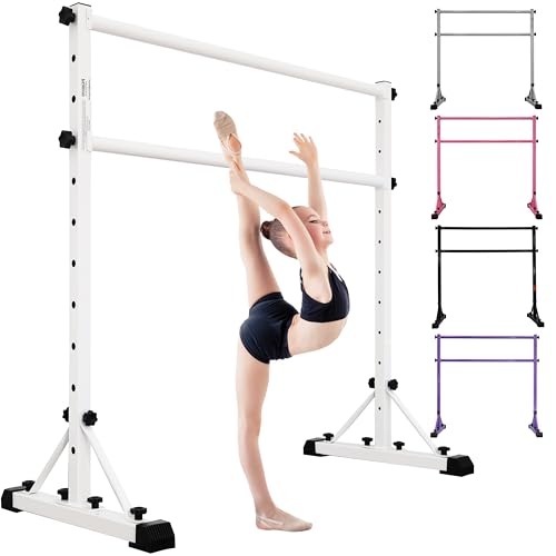 Adjustable Ballet Barre,Portable Dance bar,Fitness Equipment for Dance & Balance Excercise,Super Sturdy for Balance Workout,Weight Limit 250 LBS - color: White, style: Steel Cross Bar