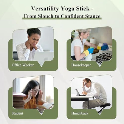 Yoga Stick for Stretching, 5ft Exercise Stick for Mobility & Flexibility, Bamboo Stretch Bar and Posture Pole with Non-Slip Grip - Includes Free Video Guide - color: Natural Bamboo