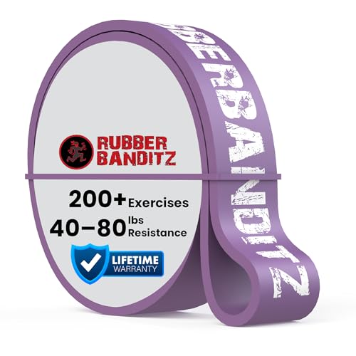 Rubberbanditz Pull Up Assist Resistance Bands Heavy Duty Loop Exercise Workout Bands for Powerlifting, Mobility, and Stretching - color: Purple