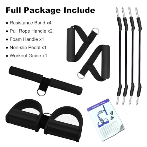 Pedal Resistance Band, 4-Tube Elastic Pull Rope, Sit-up Equipment, Yoga Strap Bodybuilding Expander, Exercise Bands, Fitness Equipment for Abdomen, Waist, Arm, Leg Stretching Slimming Training - color: Black