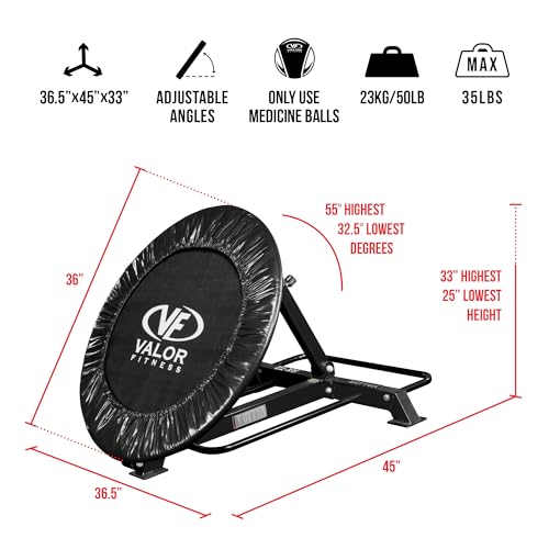 Valor Fitness Adjustable Medicine Ball Rebounder Trainer with Ball Storage, 8-Position Reaction Trainer for Sports Training, Physical Therapy, Reflex & Solo Workouts