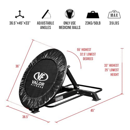Valor Fitness Adjustable Medicine Ball Rebounder Trainer with Ball Storage, 8-Position Reaction Trainer for Sports Training, Physical Therapy, Reflex & Solo Workouts