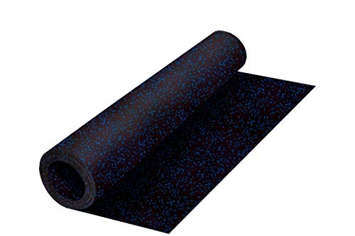 Playsafer Genaflex Rubber Gym Floor Mat, Heavy Duty Commercial Protective Gym Flooring Roll - 8mm Thick (10% Blue, 4' X 15') - color: 10% Blue, size: 180"L x 48"W x 0.3"Th