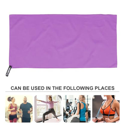 Hemobllo Quick-Dry Superfine Fiber Sports Towel 40x80cm Sweat Absorption, Ultra-Soft Lightweight Microfiber for Travel, Camping, Outdoor Gym Use, Includes Purple Mesh Carry Bag