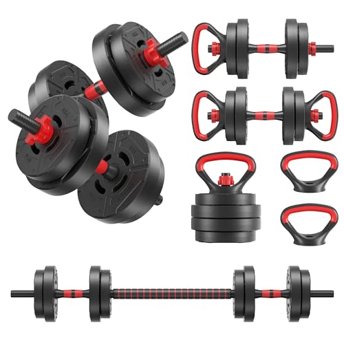 Fitvids Adjustable Dumbbell Set, 40/60LBS Free Weight Set, Multi-Functional Portable Changeable Dumbbell Barbell Kettlebell Set for Home, Multiple Style - size: 40LBS Set, 4in1