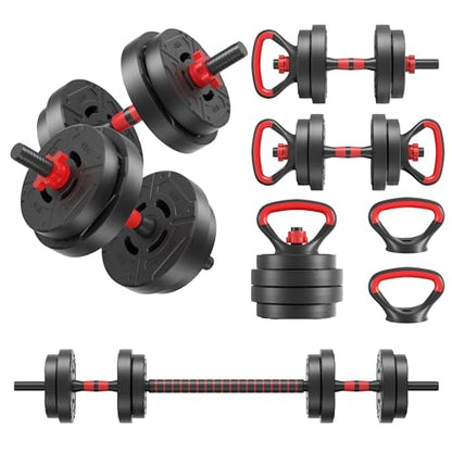 Fitvids Adjustable Dumbbell Set, 40/60LBS Free Weight Set, Multi-Functional Portable Changeable Dumbbell Barbell Kettlebell Set for Home, Multiple Style - size: 40LBS Set, 4in1