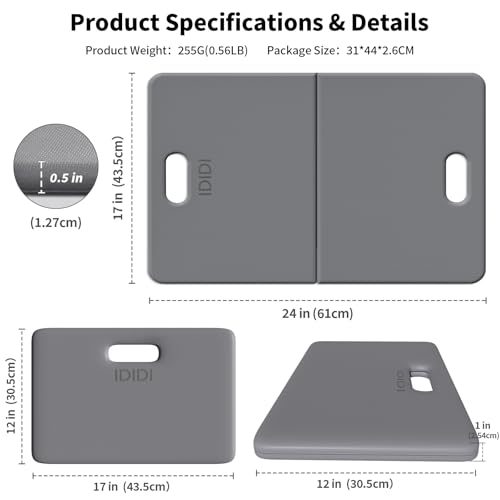 Foldable Exercise Pad Extra Thick 1.2" x 14" x 24" - color: Grey+Black
