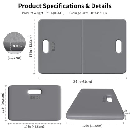 Foldable Exercise Pad Extra Thick 1.2" x 14" x 24" - color: Grey+Black