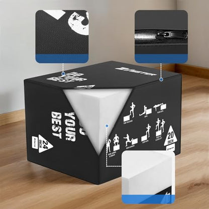 Zoomster 3-in-1 Foam Plyometric Jump Box for Home Gym Jump Training, HIIT, MMA, Weighted Stepup, Push Press and Strength Training