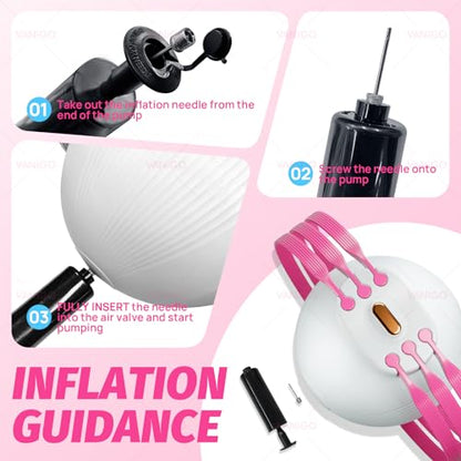 Thigh Trainer with Inflatable Resistance Ball, Adjustable 120 LB Inner & Outer Thigh Exerciser, Kegel Pelvic Floor & Hip Trainer for Women, Home Leg Equipment Compact Resistance Bands Fitness - color: Rose