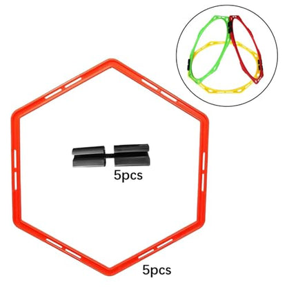 5pcs/ Hex Agility Ring Outdoor Exercise Ring Agility Footwork Training Ring Diameter 50cm - color: Orange