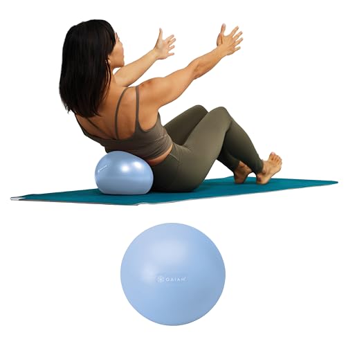 Gaiam Mini Ab Ball, 8 Inch Inflatable Anti-Burst Exercise Ball for Core Strength, Pilates, Yoga, and Physical Therapy, Includes Inflation Straw, Plug & Downloadable Exercise Guide - color: Clear Sky