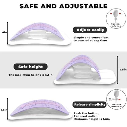 Back Stretcher for Lower Back Pain Relief, Adjustable Lumber Board for Back, Spine Stretcher for Spinal Decompression and Scoliosis, Ergonomic Spine Board with Acupressure Points (Purple)