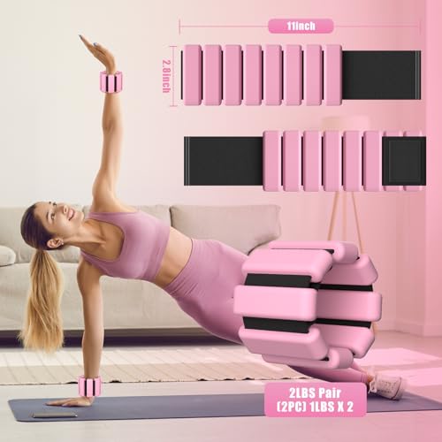 Ankle Weight Wrist Weight 2 Pack (1lb Each) Adjustable Arm and Leg Weight Suitable for Women and Men Pilates Gym Yoga Aerobic Strength Training