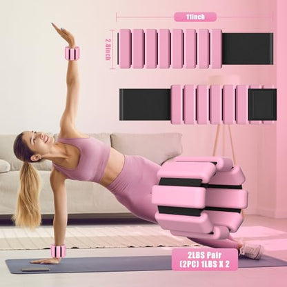 Ankle Weight Wrist Weight 2 Pack (1lb Each) Adjustable Arm and Leg Weight Suitable for Women and Men Pilates Gym Yoga Aerobic Strength Training